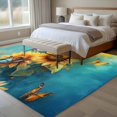 thumbnail image 4 of 6'x9' Area Rugs, Yellow Sunflower Indoor Outdoor Area Rug for Living Room Bedroom, Spring Butterfly Teal Abstract Vintage Washable Bathroom Rugs Kitchen Floor Carpet Mats Home Decor Aesthetic, 4 of 8