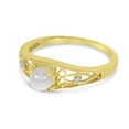 thumbnail image 3 of 10k Yellow Gold Freshwater Cultured Pearl And Diamond Ring, 3 of 8