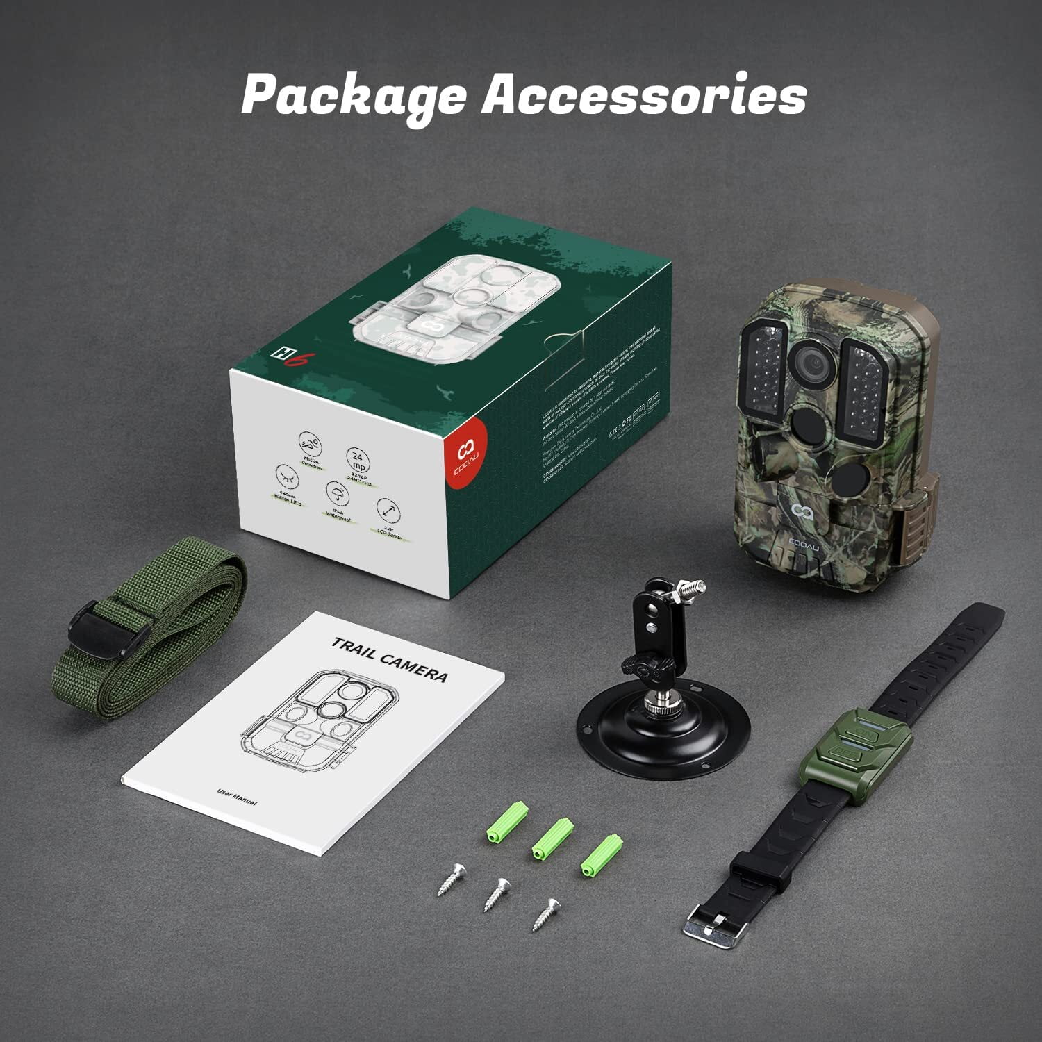 WiFi 24MP Trail Camera Night Vision, Motion Activated