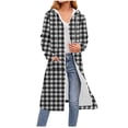 thumbnail image 2 of BXINGOHAI Women Fall Flannel Plaid Shacket Jacket Oversized Button Down Long Shirt Jacket Black S, 2 of 6