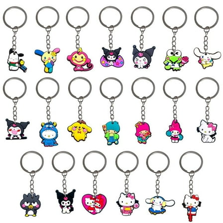20pcs sanrio Cartoon Keychain for Kids Party Favors, Mini Cute Keyring for Classroom Prizes, Birthday Christmas Party Favors Gift, Goodie Bag Stuffers Supplies