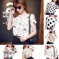 thumbnail image 3 of Camiseta estampada para mujer Camiseta casual de manga corta Camiseta de gasa suelta con cuello redondo sidaley FS11222-06, 3 of 7