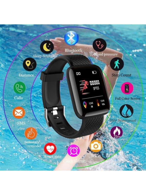 116 plus Bluetooth Smart Wristband 1.3 Inch IP67 Waterproof Color Screen Watches with Real-time Heart Rate Blood Pressure Fuction