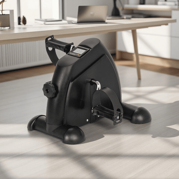 Under Desk Mini Exercise Bike for Home - Hands & Feet Training, Compact Design, Black