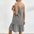 thumbnail image 3 of Kukoosong Women's Spaghetti Strap Vertical Stripe Ruffle Mini Dress, Loose V Neck Sleeveless A-Line Dress, Casual Lightweight Summer Beach Short Sundress, 3 of 6