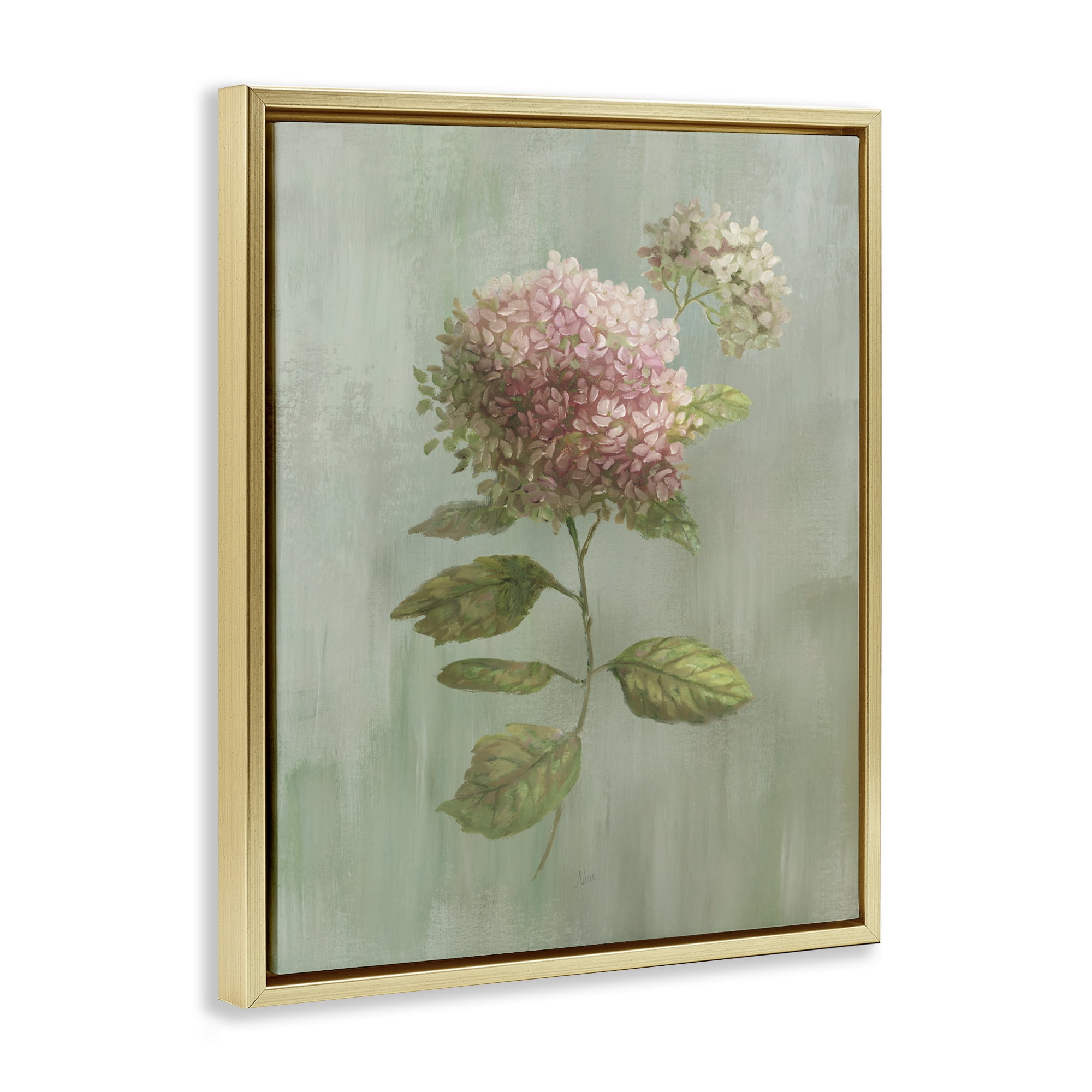 Stupell Industries Vintage Hydrangea Bushel Gold Framed Floater Canvas Wall Art, design by Nan