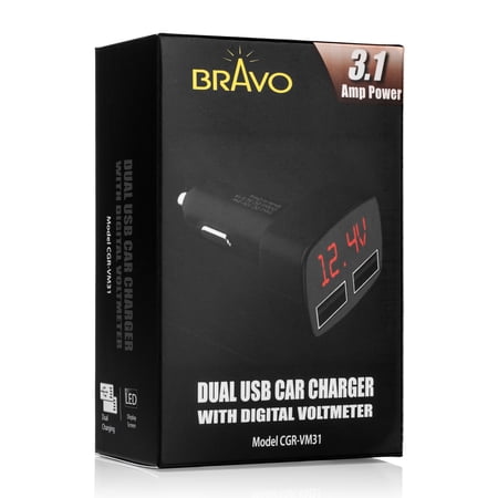 CONAIR BRAVO VIEW CGR-VM31 3.1-AMP DUAL USB CAR CHARGER WITH DIGITAL VOLT METER