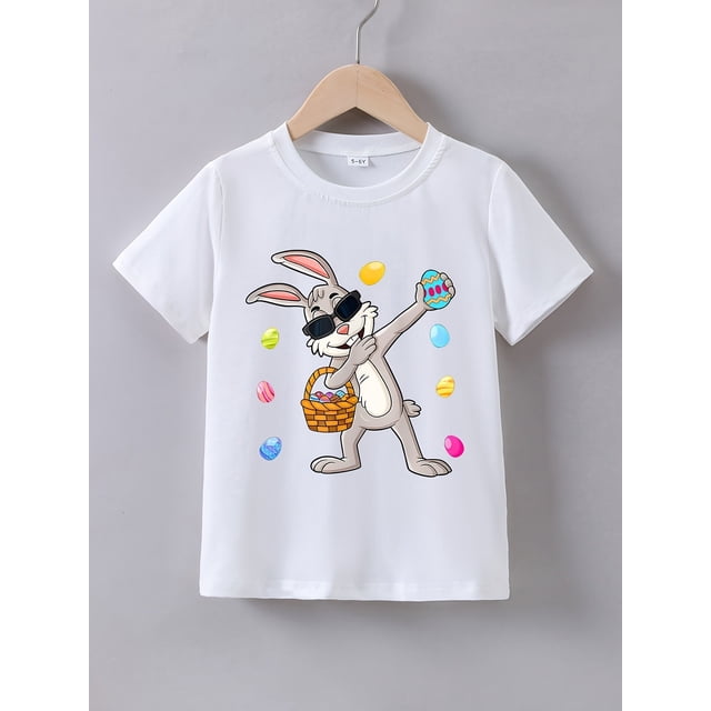 Boys' Summer Short-Sleeve 'Easter Bunny Egg' Print T-Shirt