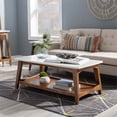 thumbnail image 2 of Linon Table Basse Pace en Bois et Marbre Blanc, Brun Foncé, 2 of 9
