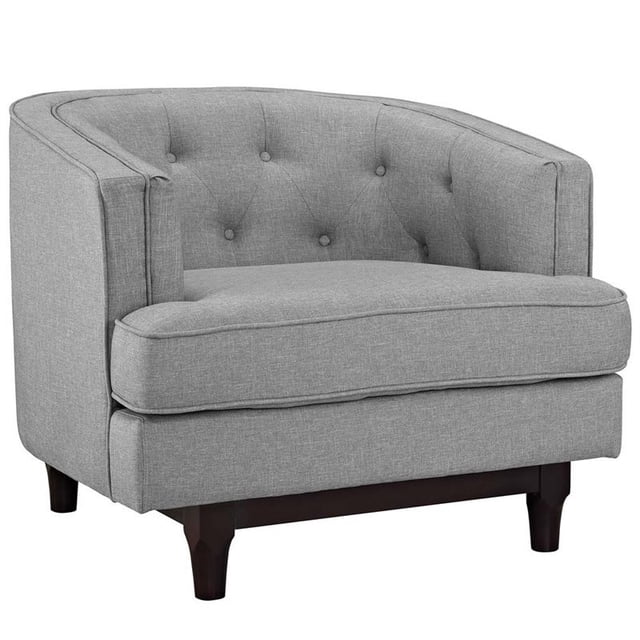 Modway Coast Modern Upholstered Polyester Fabric Armchair, Light Gray