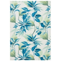 SAFAVIEH Barbados Maris Botanical Indoor/Outdoor Area Rug, Ivory/Blue, 5'3" x 7'6"