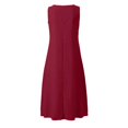 thumbnail image 4 of YMNXA Summer Dresses For Women Sleeveless V Neck Solid Color Comfortable Loose Fit Flowy Dress With Pockets For Casual Daily Wear,Brick Red,Xxl, 4 of 5