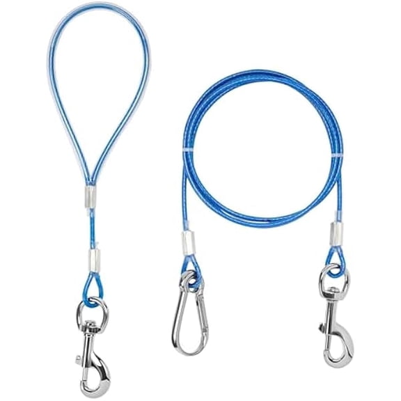 wmincc Chew Proof Dog Leash,5Ft Tie Out Cable with Detachable Short Handle,Cable Braided Cord Steel Training Dog Leash for Teething Puppies Small Medium and Large Dogs