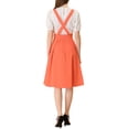thumbnail image 3 of Unique Bargains Jupe Midi Plissée à Bretelles Rétro à Taille Élastique pour Femme, Orange, TG, 3 of 6