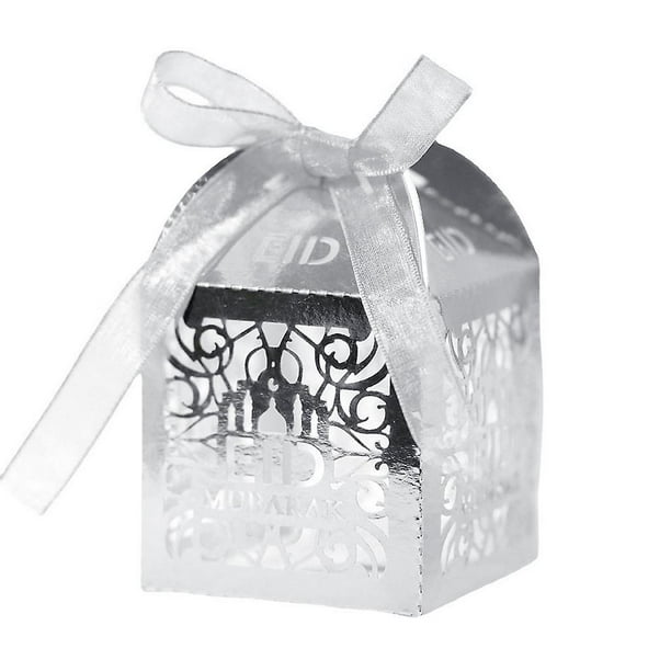 100 Uds. Caja de dulces Eid Mubarak Luna hueca Cajas de Regalo Ramadán Kareem Festival musulmán islámico feliz al-fitr Eid suministros