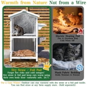 PETSCOSSET Outdoor Cat House, Two-Story Wooden Feral Cat Shelter with Openable Roof, Escape Door