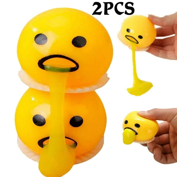 2 Pcs Cute Yellow Round Sucking and Vomiting Lazy Yolk Vomiting Yolk Slime, Vomiting Yolk Balls, Prank Toys Fidget Toys