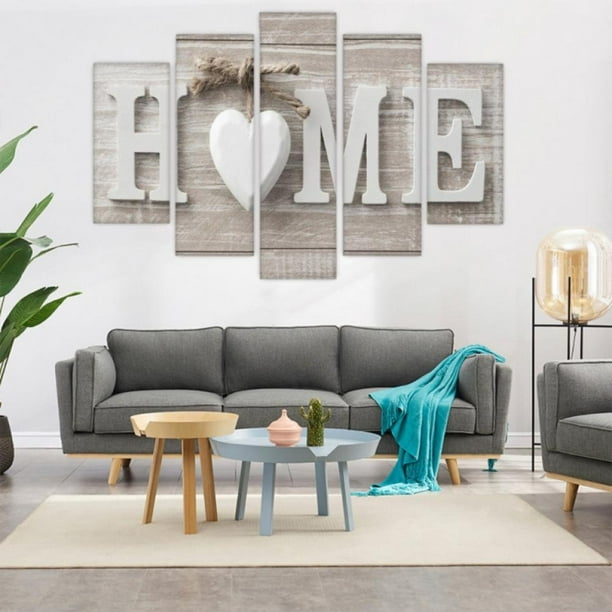 5 Panels Canvas Wall Art For Living Room Heart Of Love Home Concise Fashion Paintings Print Bedroom Decor Sweet Family Sign Decoration 40 X 20 No Framed - Home Decor Art Pieces