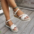 thumbnail image 3 of Dakaela Women's Espadrille Wedge Sandals Flower Ankle Strap Platform Summer Shoes Braided Open Toe Dressy Casual Slip on Sandal Size 6-10 White, 3 of 8