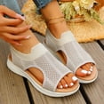 thumbnail image 5 of Dakaela Womens Orthopedic Walking Sandals Arch Support Ladies Walking Sport Athletic Sandal Open Toe Slip on Plantar Fasciitis Casual Shoes Beige 6, 5 of 9