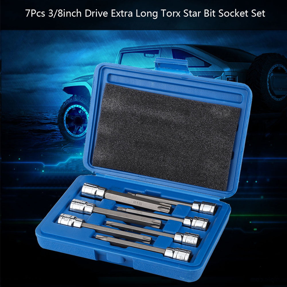 7Pcs 3/8inch Drive Extra Long Torx Star Bit Socket Set 
