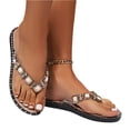 thumbnail image 5 of Willtoo Womens Flip Flops Sandals Bohemian Rhinestone Open Toe Casual Flats Sandals Comfort Beach Flat Walking Shoes, 5 of 5