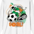 thumbnail image 2 of Looney Tunes Bugs Bunny Kicking Soccer Ball Adult White Crew Neck Long Sleeve Tee-Large, 2 of 7