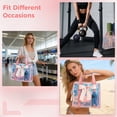 thumbnail image 5 of Beach Tote Bag for Women, Pink Iridescent Beach Bag with Bow, Large Waterproof Shoulder Bag with Phone Pouch for Beach, Travel, Gym, 5 of 5