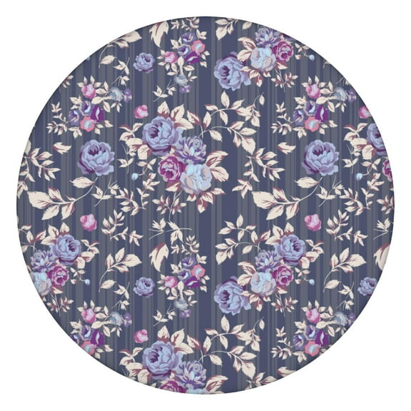 Round Fitted Tablecloth with Elastic Edges Fits 36"-44" Round Tables Pioneer Colorful Floral Waterproof Table Cover Washable Indoor and Outdoor for Party Kitchen Dinner Banquet Patio Picnic