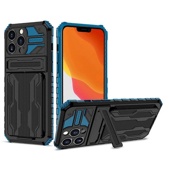 for iPhone 15 Pro Max / 15 Ultra 6.7 Case Wallet Credit Card Holder ID Slot Sliding Door Hidden Pocket and Ring Kickstand/Stand
