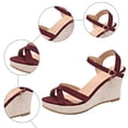 thumbnail image 5 of Rokment Womens Espadrilles Platform High Heels Dressy Sandals 2026 Fashion Casual Glitter Rhinestones Open Toe Ankle Strap Chunky Heels Dress Summer Shoes for Bride Wedding Wine Size 7.5, 5 of 7