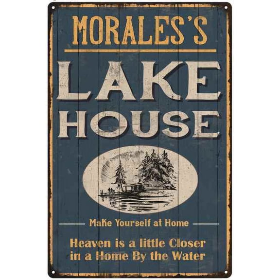 MORALES'S Lake House Blue Cabin Home Decor 8 x 12 High Gloss Metal 208120038090