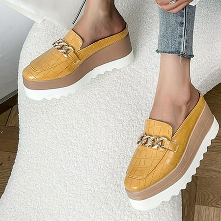 

Gubotare Sperry Shoes For Women High Heeld Wedge Sneakers for Women - Ladies Hidden Sneakers Lace Up Shoes Chioce for Casual and Daily Wear Yellow 8.5