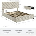 thumbnail image 5 of Eastvita Full Size Bed Frame with 4 Storage Drawers and Adjustable Headboard, Upholstered Platform Bed, No Box Spring Needed, White, 5 of 6