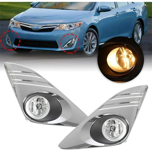 SHZAITOR For 2012-2014 Toyota Camry L Le Xle Bumper Fog Light Driving Lamps&Chrome Cover