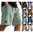 thumbnail image 2 of Havenre Mens Daily Jacquard Textured Shorts Casual Drawstring Elastic Waist Lounge Short Pants Loose Fit Comfy Beach Shorts with Pockets Brown XXL, 2 of 3
