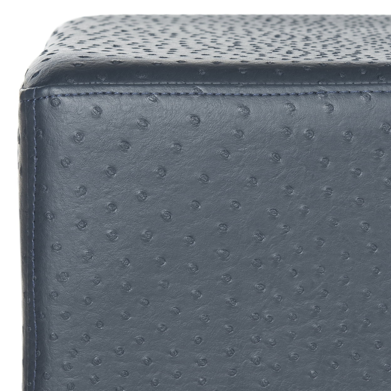 SAFAVIEH Julian Faux Ostrich Tray Ottoman/Coffee Table, Navy/Gold