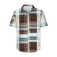 thumbnail image 4 of Blusa y camisa de manga corta con cuello vuelto para hombre, camisa informal con botones y estampado a cuadros, de manga corta y solapa., 4 of 6