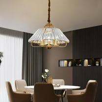 GMizon 24-inch Japanese fashion crystal chandelier, 5-head living room chandelier, dining room study lighting fixture (gold bronze)