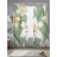 thumbnail image 2 of Spring Floral Sheer Curtains 2 Panels Set Rustic Watercolor White Gradient Yellow Flower Green Leaf Sheer Window Curtains Light Filtering Rod Pocket Voile Drapes for Bedroom Living Room 52"X96", 2 of 8