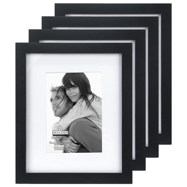 Malden International Designs Matted Linear Classic Wood Picture Frame