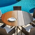 thumbnail image 6 of Burnt Orange Gray Ombre Round Tablecloth, Fitted Table Cover with Elastic for 55"-60" Round Tables, Vintage Farmhouse Wooden Table Cloth Outdoor Indoor Dinning Party Waterproof Tablecloths, 6 of 7