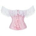thumbnail image 3 of Grebrafan Corset Graduation Party Lace Off Shoulder Bustier Pink S, 3 of 5