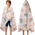 thumbnail image 3 of Light Pink Fairy Pattern Hooded Bath Towel，60"x35" for Ages 3 To 12 Kids, Quick Dry Lightweight Soft Microfiber Hood Beach Towel Cover Up for Kids, 3 of 7