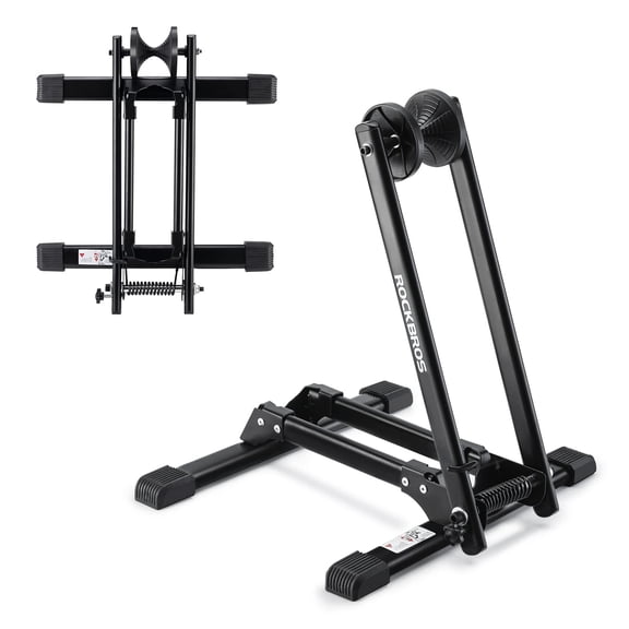 ROCKBROS Foldable Carbon Steel Bike Stand, Indoor Bike Storage Rack Fit 20-29 Inch Mountain Road Bikes for Garage