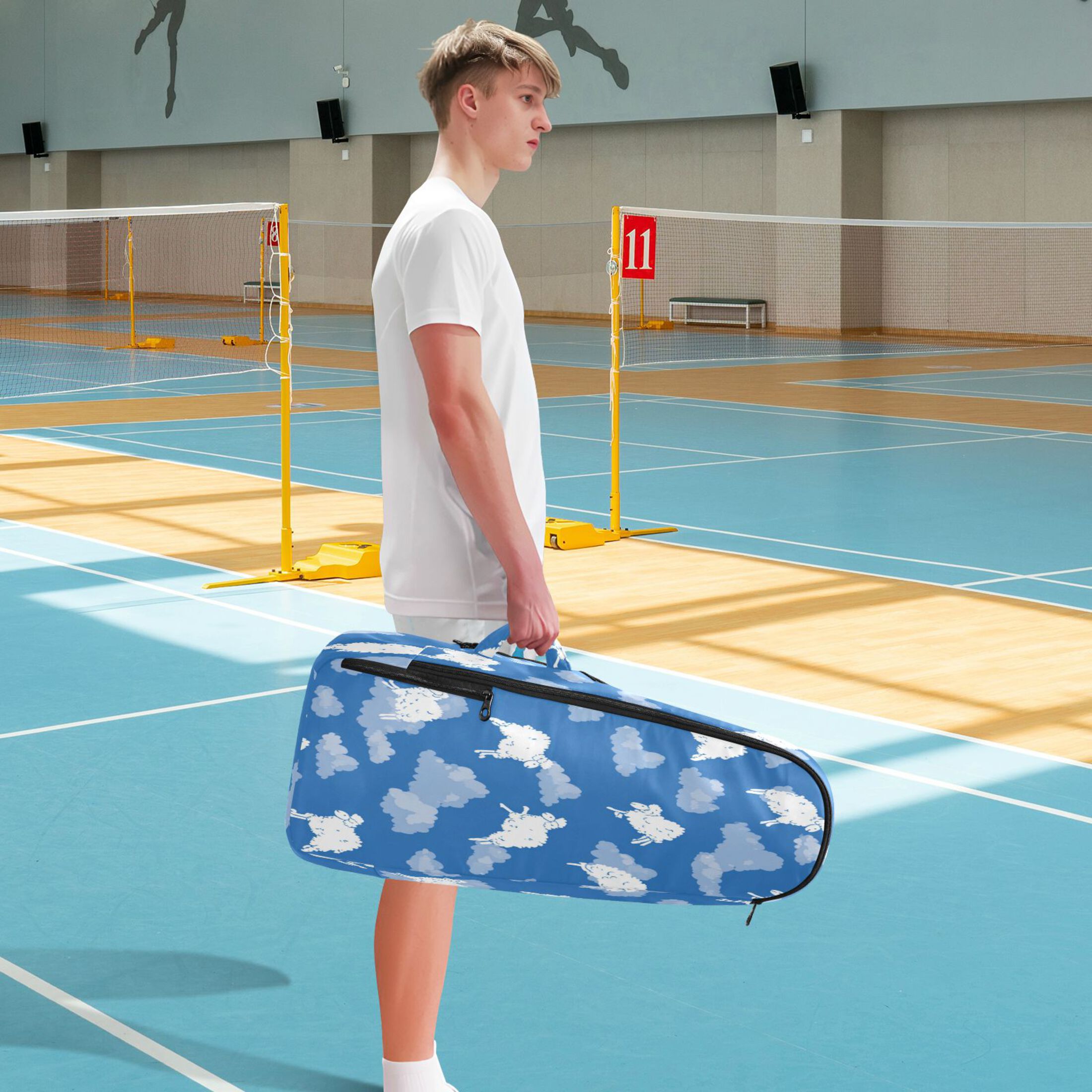 2 Racquet Holder Tennis Backpack Tennis Racket Covers Gym Bags Cartoon-style White Sheep