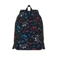 thumbnail image 2 of Picia Joystick Gamepad Printed Canvas Daypack - Stylish and Durable Vintage Compact Backpack - Class, Work, Travel, or Laptop Bookbag,Organized Compartments-Small, 2 of 6