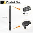 thumbnail image 2 of Uxcell 3pcs T20 Torx Screwdriver Bit 1/4" Hex Shank 75mm/3" Length S3 Steel Magnetic Tamper Proof Star 6 Point Head Hex Screw Driver Bits, Black, 2 of 7