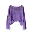 thumbnail image 4 of Aobny Crew Neck Womens Sweaters 2025 Long Sleeve Chunky Purple Pullover Warm Graphic Women’S Tops,S, 4 of 5
