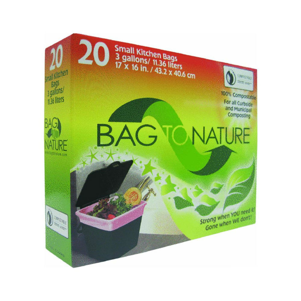 Bag To Nature 20 Count 3 Gallon 17" x 16 " Compost Small Kitchen Bag C